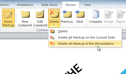 Deleting all the comments in a presentation