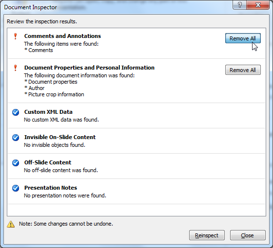 Removing potentially sensitive data