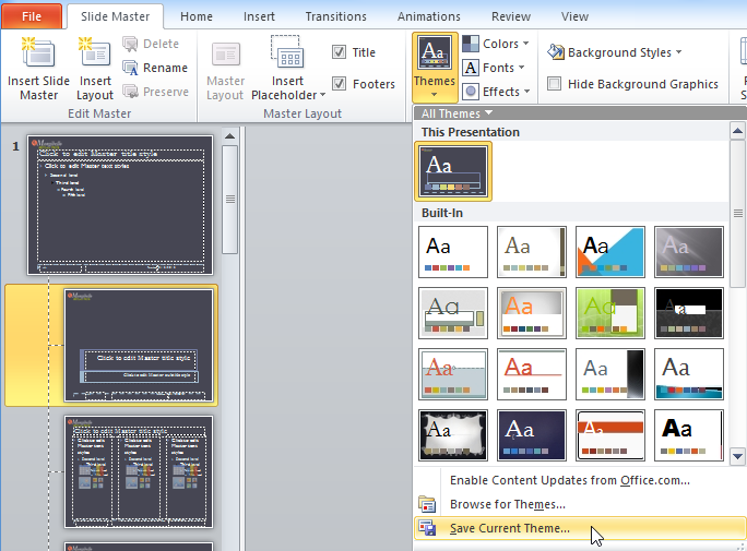 Screenshot of PowerPoint 2010