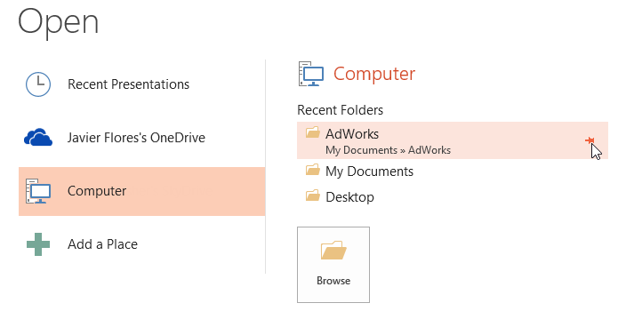 Screenshot of PowerPoint 2013