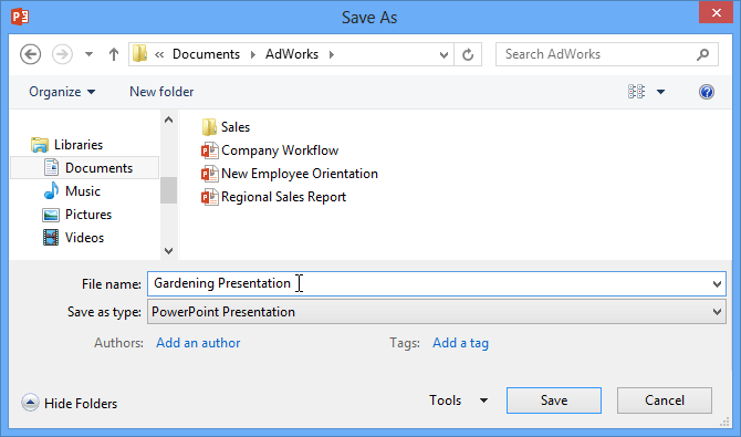 Screenshot of PowerPoint 2013