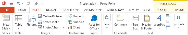 Screenshot of PowerPoint 2013