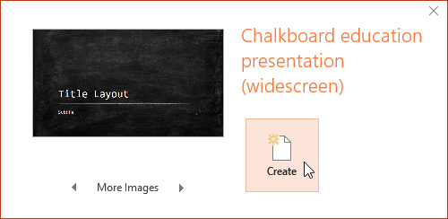 Creating a new presentation with a template