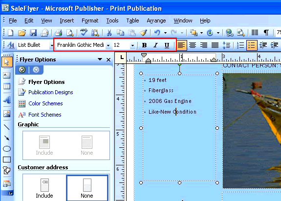 format text toolbar