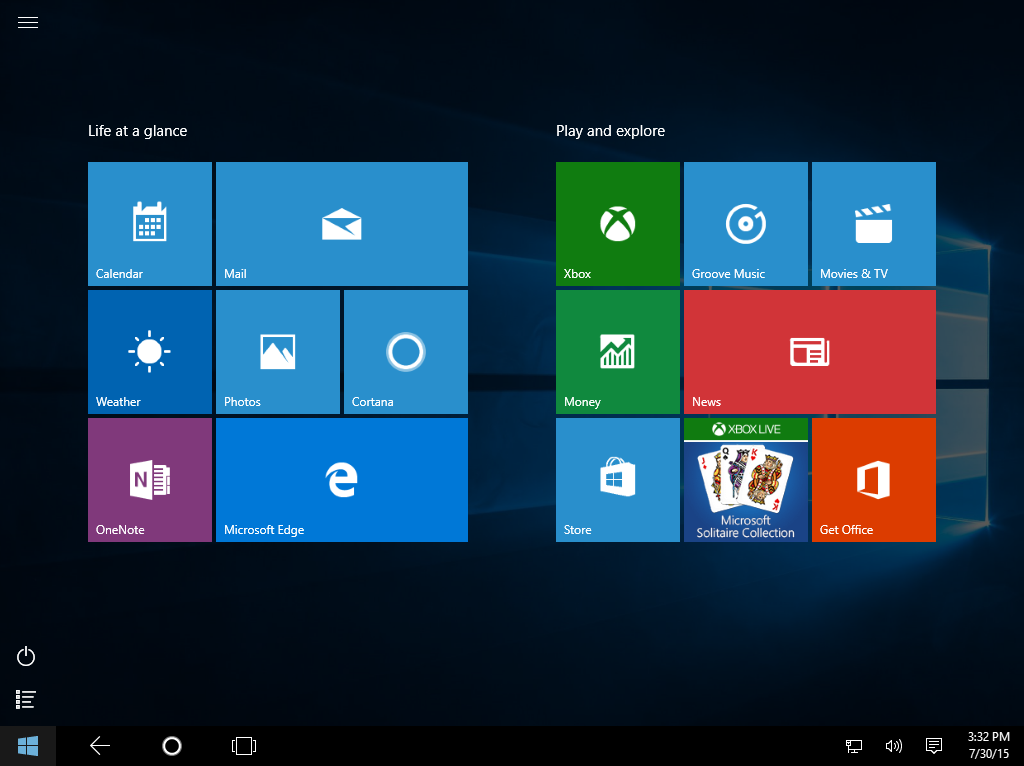 tablet mode in Windows 10