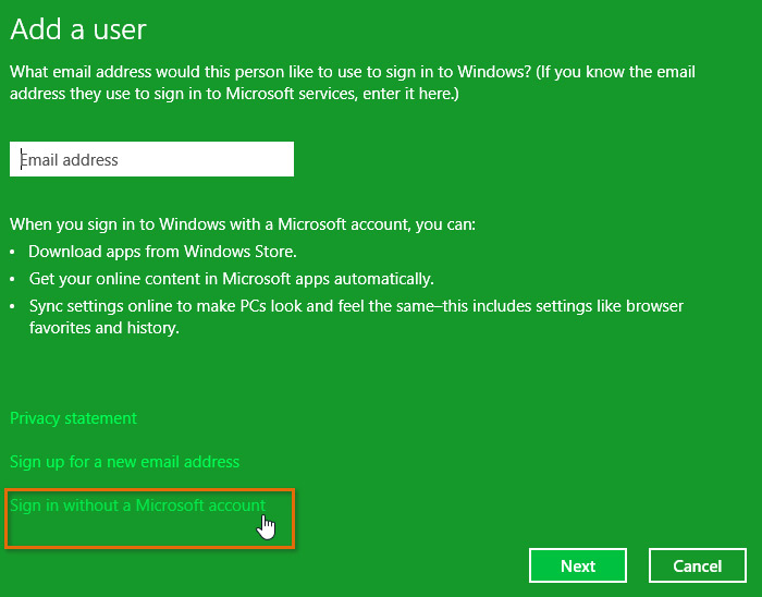 Screenshot of Windows 8