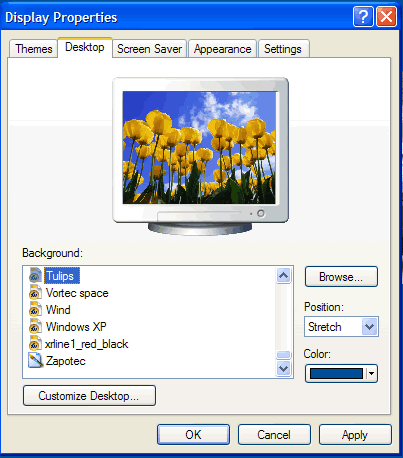 Screensaver dialog box