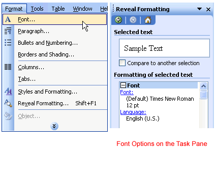 Font Menu List