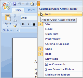 Quick Access toolbar