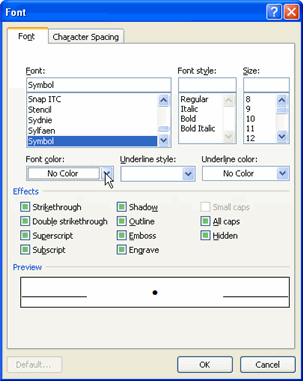 Select Font Dialog Box