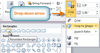 The Crop drop-down arrow and menu