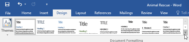 clicking the More button in the Document Formatting group