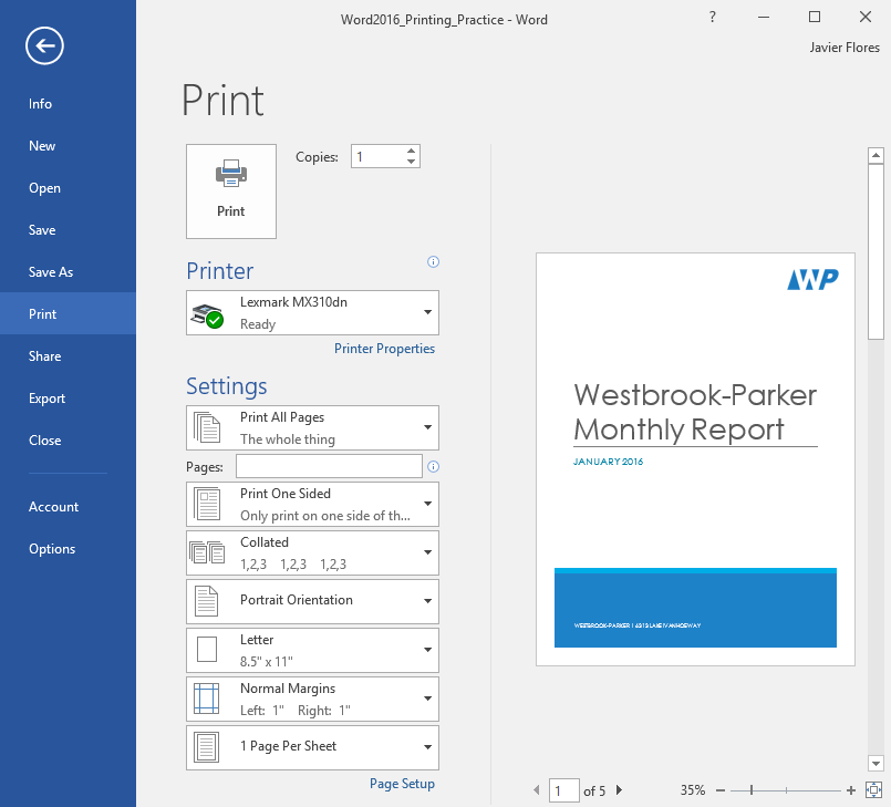 Interactive graphic with the Print pane