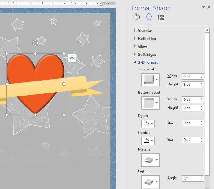 The Format Shape pane.