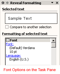 Font Task Pane