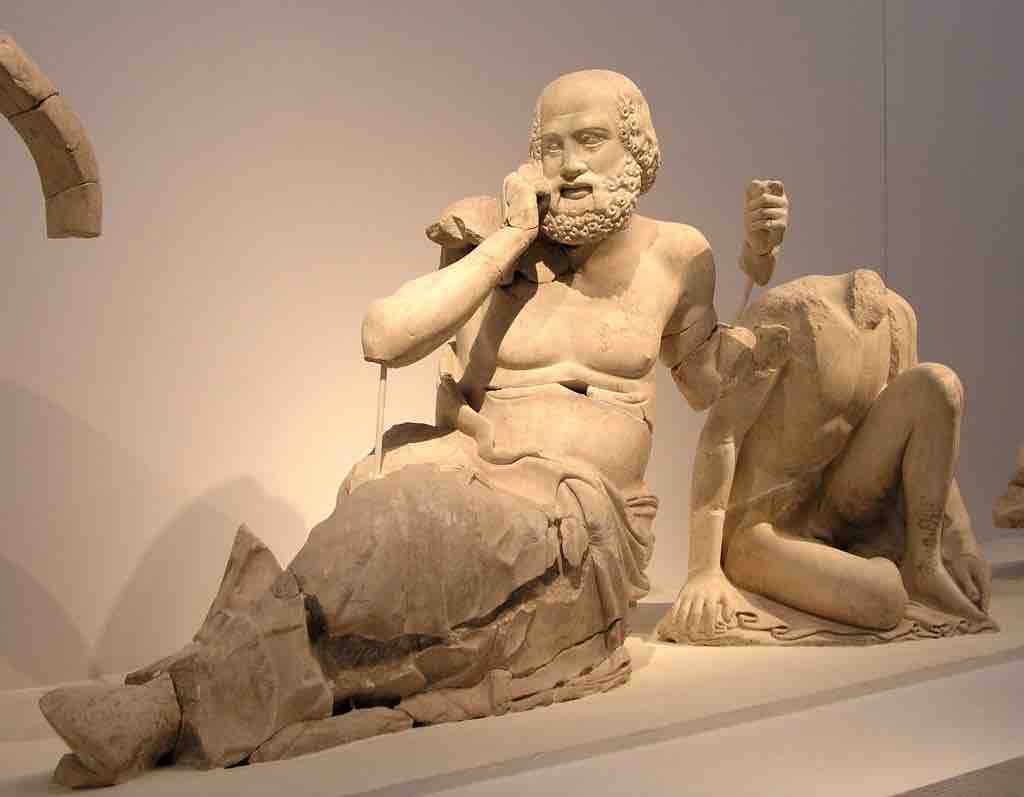 <em>Seer </em>from the east pediment, Temple of Zeus. Marble. c. 470-455 BCE. Olympia, Greece.