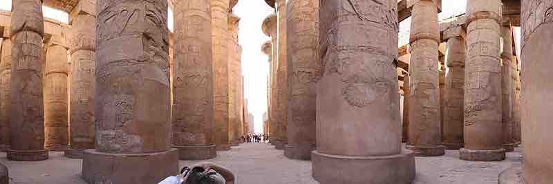 A panorama of the great hypostyle hall at Karnak