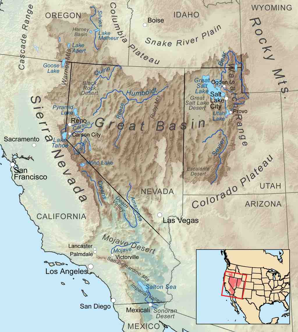 Map showing the Great Basin