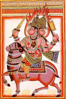 Modern Hindu representation of Agni, god of fire