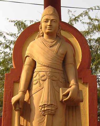 Statue of Chandragupta Maurya at the Birla Mandir Hindu temple, Delhi
