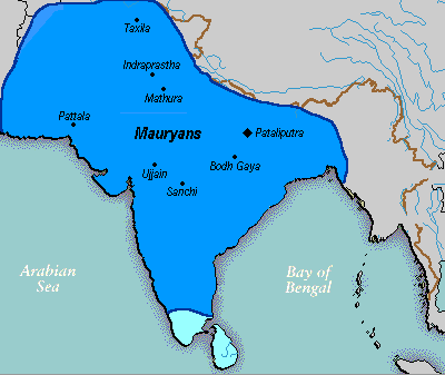Extent of the Maurya Empire at its height in 265 BCE