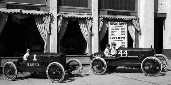 Essex race cars on display in Salt Lake City, 1920