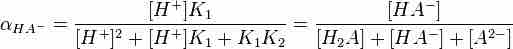 Equation for finding the fractional dissociation of HA-