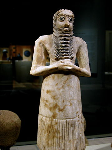 Votive figure of a male worshiper from Tell Asmar (2750-2600 BCE)
