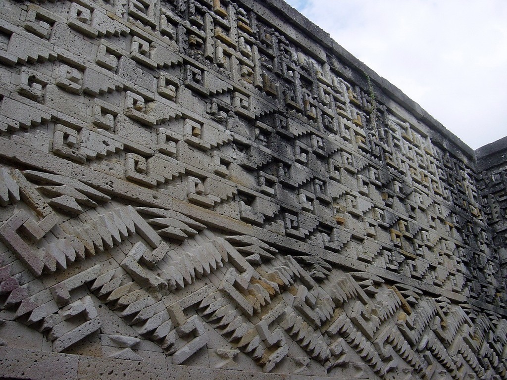 Fretwork on a building in the religious capital of Mitla