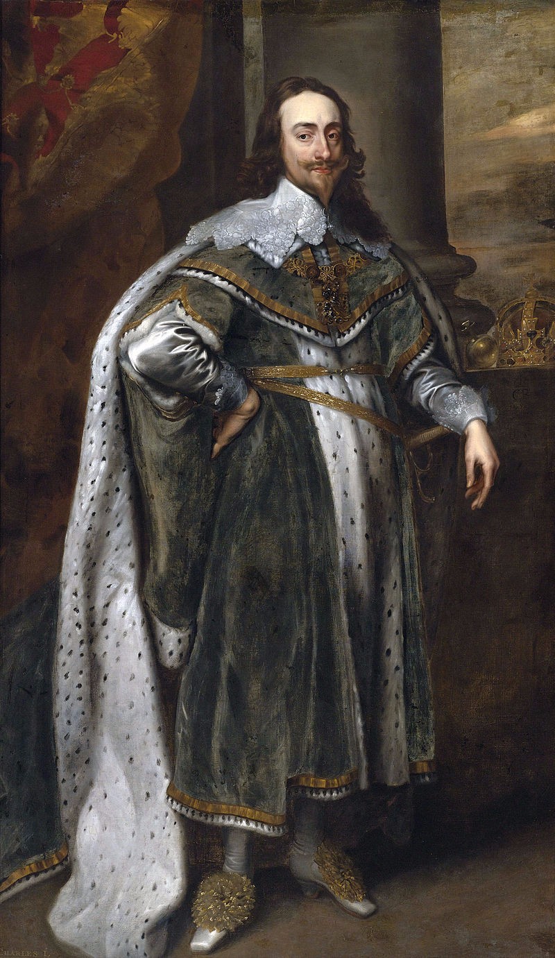 Charles I of England, portrait from the studio of Anthony van Dyck, 1636.   Studio version of much copied original in the Royal Collection, Windsor Castle.