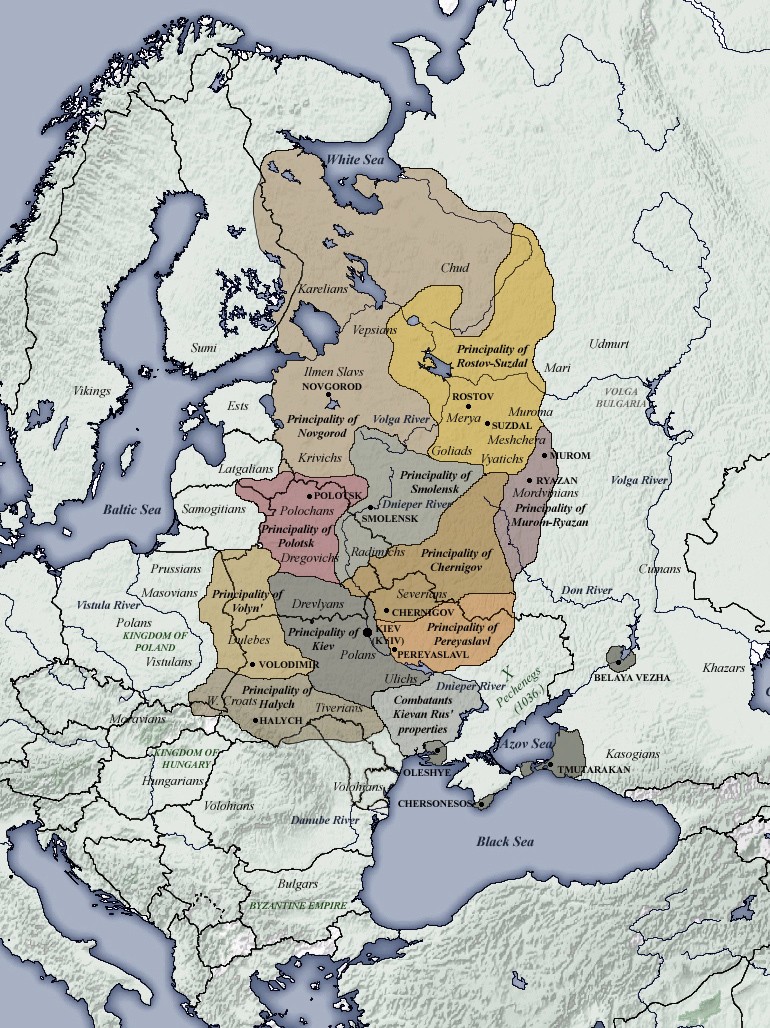 The principalities of Kievan Rus' at its height, 1054-1132