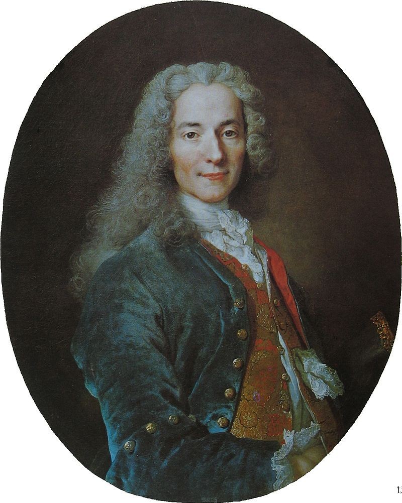 Voltaire, 
portrait by Nicolas de Largillière, c. 1724.

