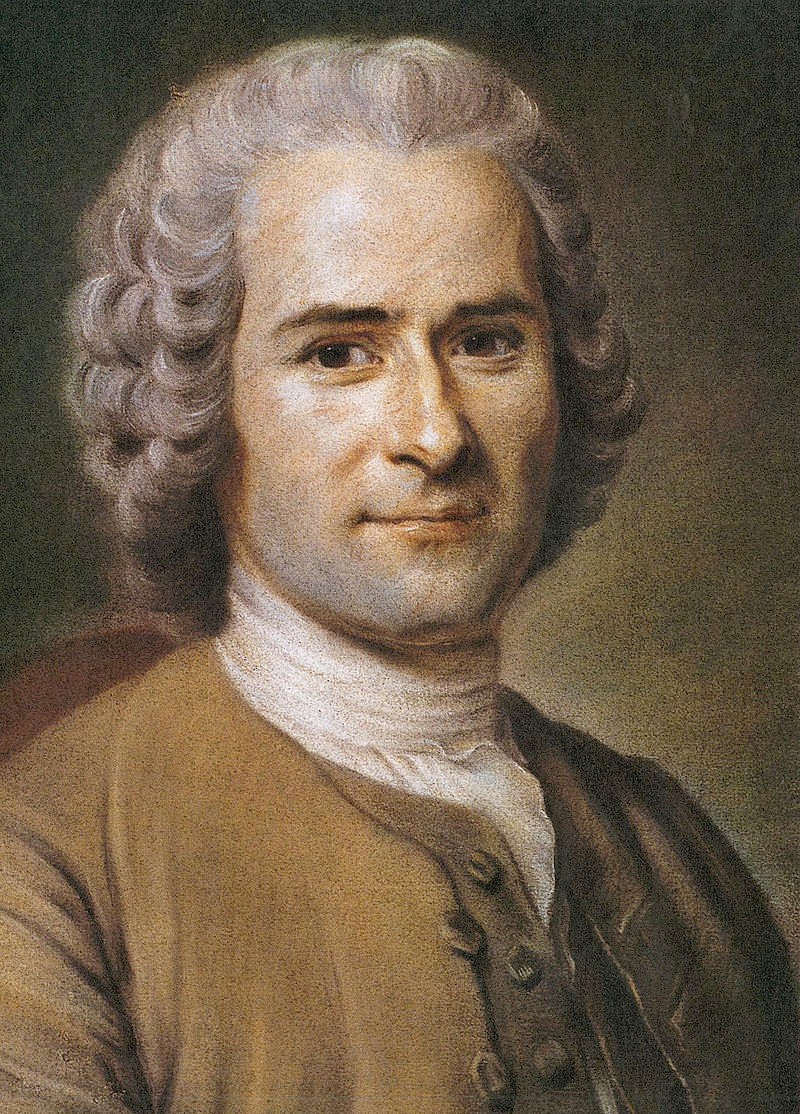 Jean-Jacques Rousseau,  portrait by Maurice Quentin de La Tour, ca. 1753.