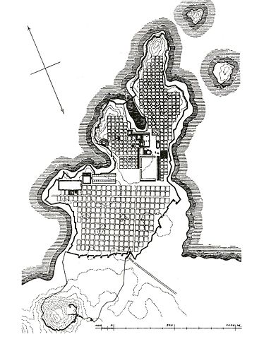 Grid plan of Miletus as it appeared c. 400 BCE.