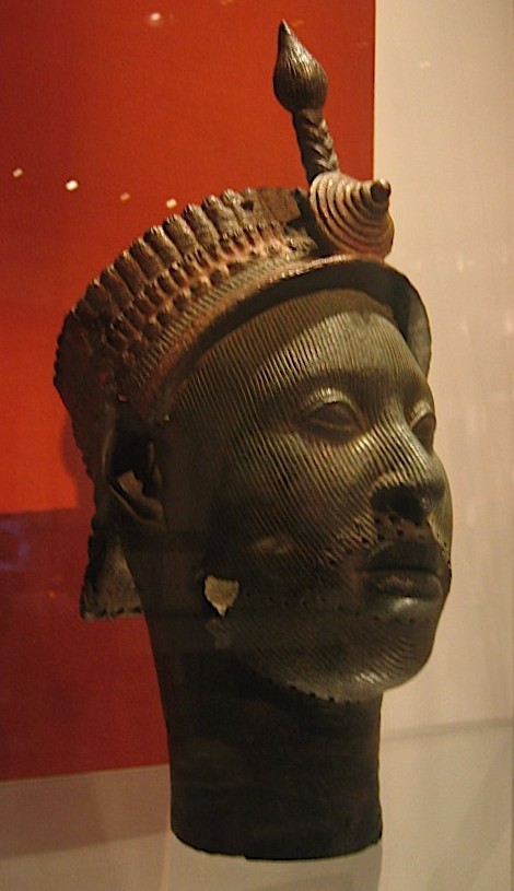 
Bronze head from Ife, probably a king, dated around 1300    

