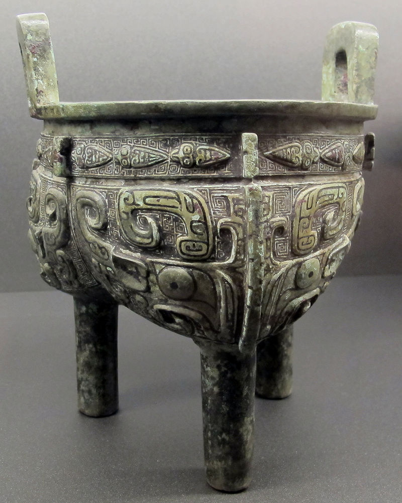 A Shang dynasty bronze ding vessel