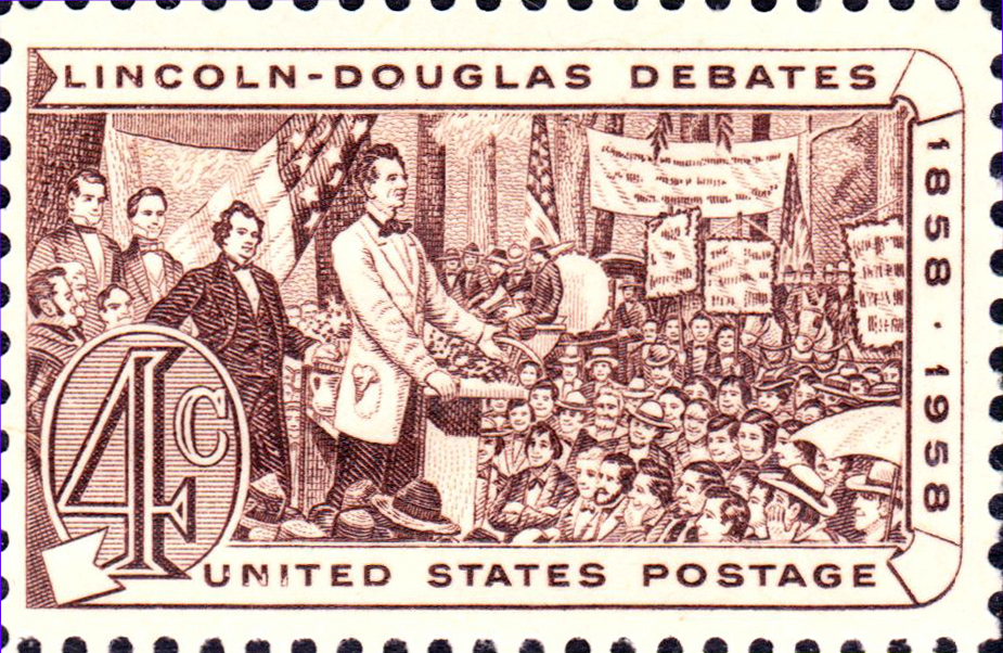 U.S. Postage, 1958 issue, commemorating the Lincoln and Douglas debates