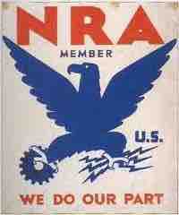 An NRA poster featuring the agency's Blue Eagle symbol.
