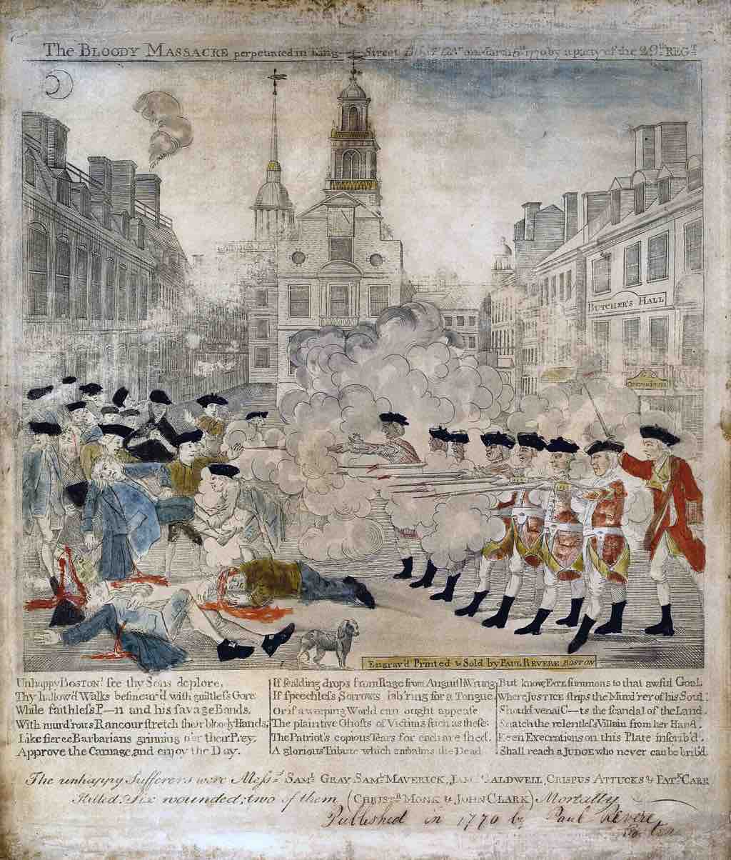 Depiction of the Boston Massacre by Paul Revere