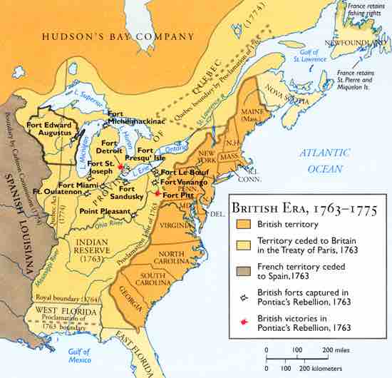Map of North America after the Treaty of Paris