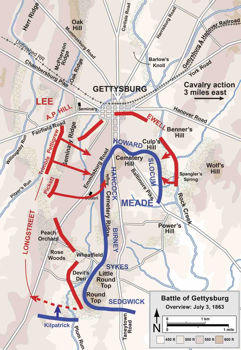 Map of Gettysburg Battle