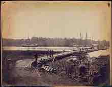 Pontoon bridge across the James River