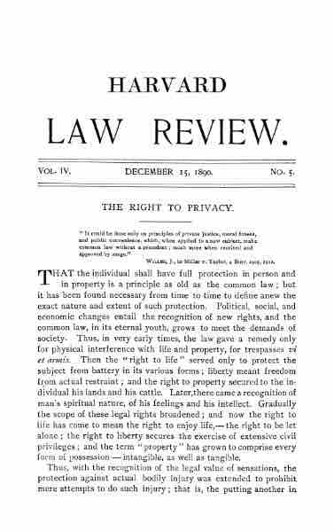 Harvard Law Review, Right to Privacy