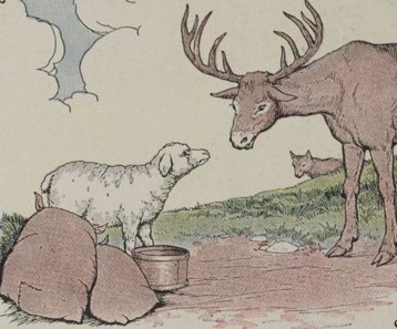 THE STAG, THE SHEEP, AND THE WOLF