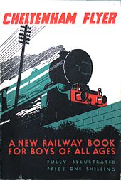 A stylised image of the front of a steam locomotive, seen from low down and created witha subduded pallette which is mainly green and black but with red title and subtitle