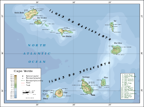 Topographic map of Cape Verde.