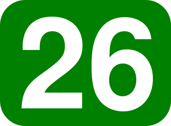 File:26 white, green rounded rectangle.svg