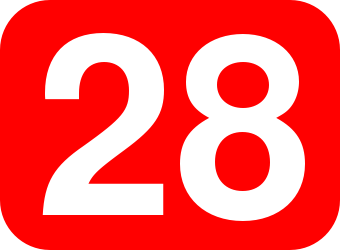 File:28 white, red rounded rectangle.svg