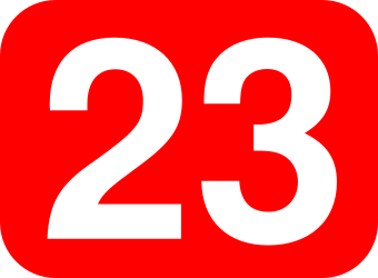 File:23 white, red rounded rectangle.svg