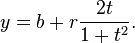 y = b + r \frac{2t}{1+t^2}.\,